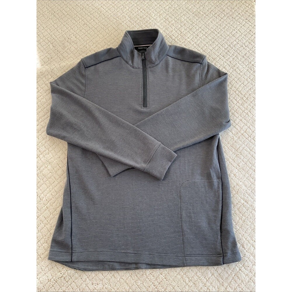 Bugatchi 1/4 Zip Pullover Sweater Mens Size Medium. Gray Striped.EUC